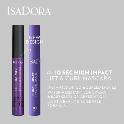 ISADORA The 10 Sec High Impact Ypač tankinantis, sodriai juodas blakstienų tušas