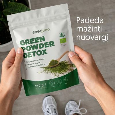 EVERJUNO Green Powder Detox Supermaisto mišinys