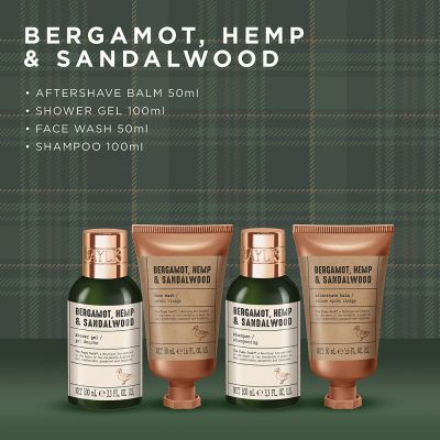 BAYLIS & HARDING The Fuzzy Duck Bergamot, Hemp & Sandalwood Men's Luxury Wash Bag Gift Set Rinkinys vyrams