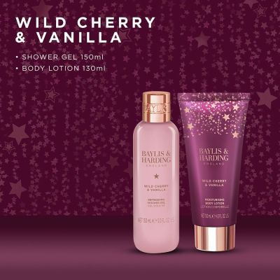BAYLIS & HARDING Wild Cherry & Vanilla Luxury Body Pamper Duo Gift Set Kūno priežiūros rinkinys