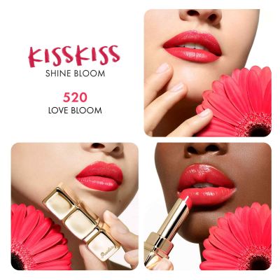 GUERLAIN KissKiss Shine Bloom Žvilgūs lūpų dažai, pagaminti iš 95% natūralios kilmės ingredientų 
