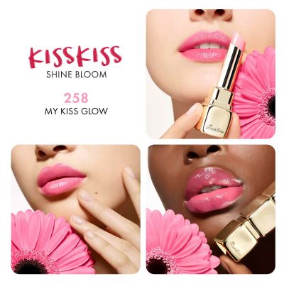 GUERLAIN KissKiss Shine Bloom Žvilgūs lūpų dažai, pagaminti iš 95% natūralios kilmės ingredientų 