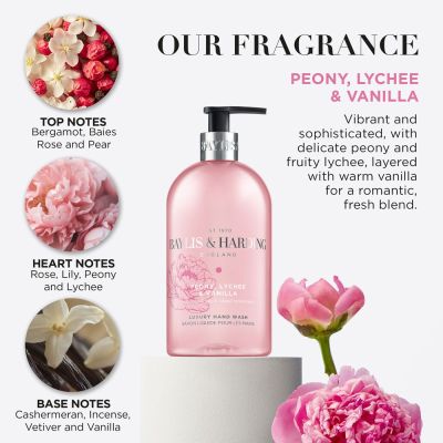 BAYLIS & HARDING PEONY, LYCHEE & VANILLA Kvapusis muilas