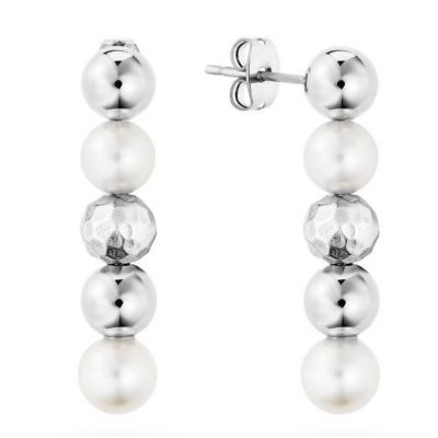 MISAKI Tenderly With Whitew Handmade Glass Pearls Auskarai